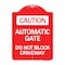 Signmission Caution Automatic Gate Do Not Block Driveway, Red & White Aluminum Sign, 18" x 24", RW-1824-24284 A-DES-RW-1824-24284 - alternate 1